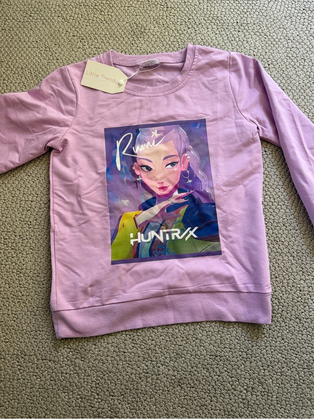NWT-Little Trendy Girls' Lavender Sweatshirt - Huntrix - K-Pop Demon Hunters